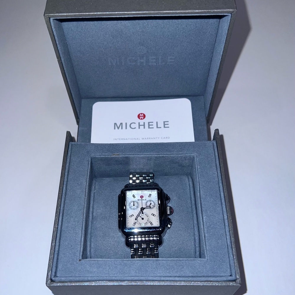 Michele Deco Stainless Diamond Dial Watch
